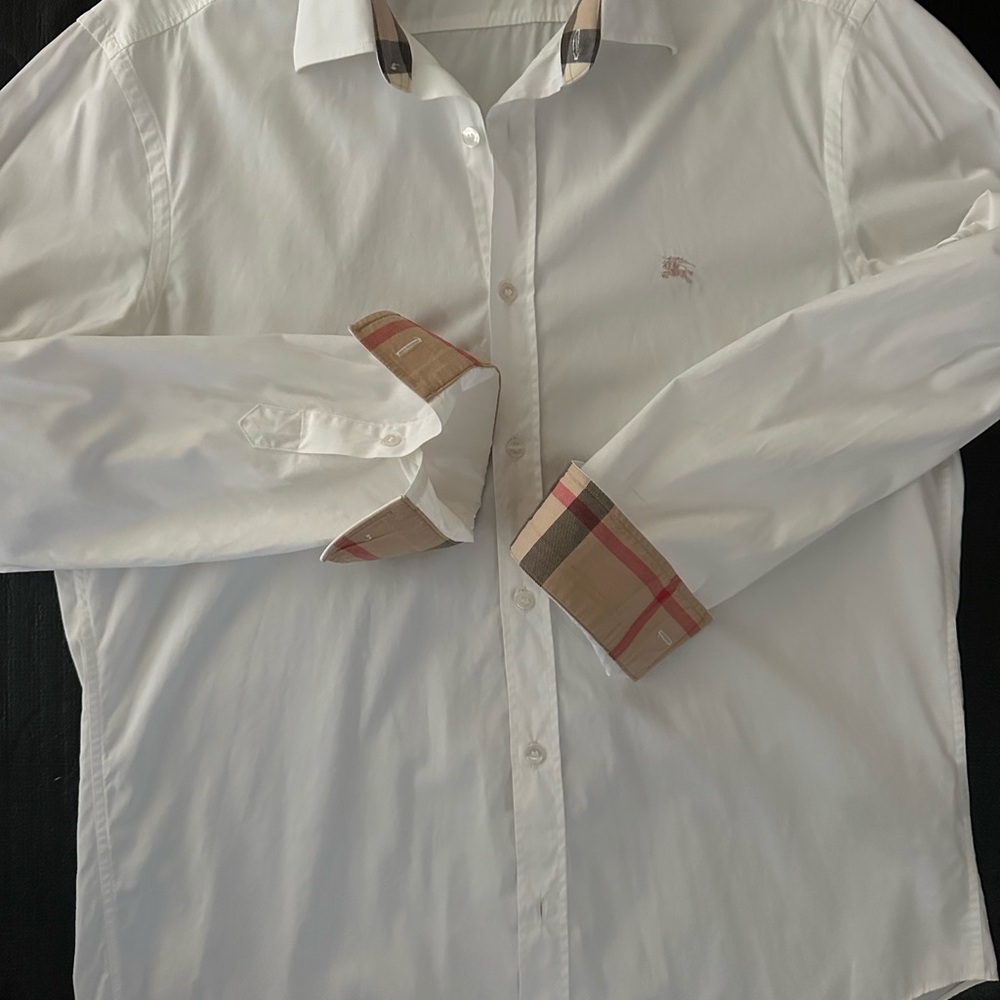 Burberry White and Cream Casual Button Down Shirt